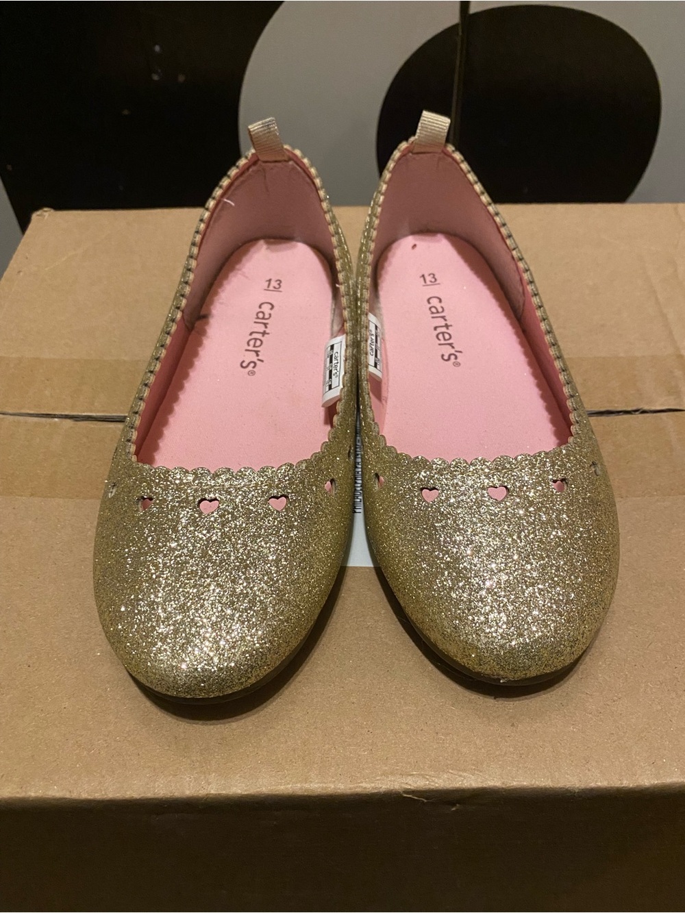 Carter's Gold Glitter Girls' Heart Accent Flats